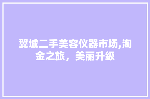 翼城二手美容仪器市场,淘金之旅，美丽升级