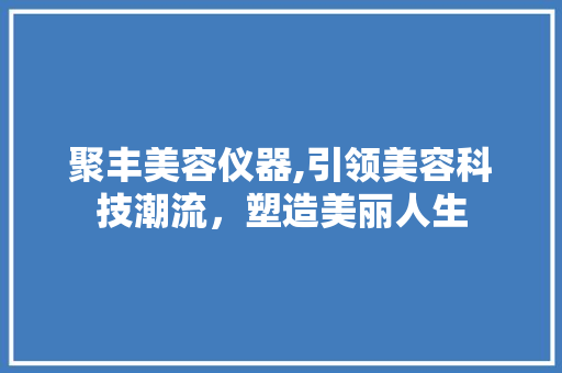 聚丰美容仪器,引领美容科技潮流，塑造美丽人生