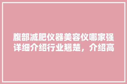 腹部减肥仪器美容仪哪家强详细介绍行业翘楚，介绍高效瘦身方法