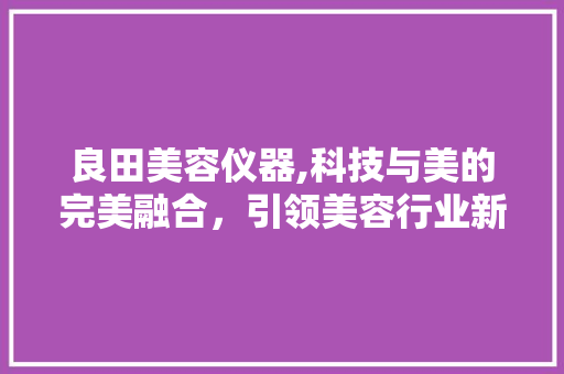 良田美容仪器,科技与美的完美融合，引领美容行业新潮流 综合便民