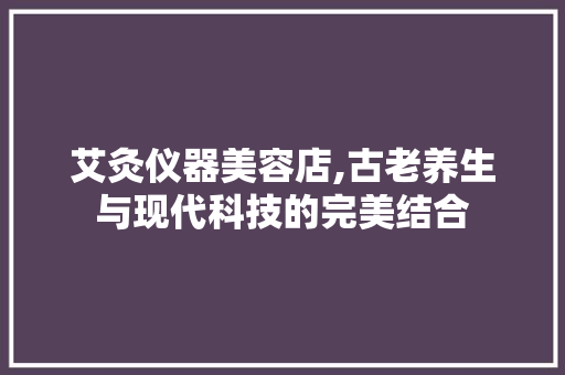 艾灸仪器美容店,古老养生与现代科技的完美结合
