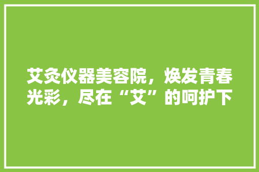 艾灸仪器美容院，焕发青春光彩，尽在“艾”的呵护下