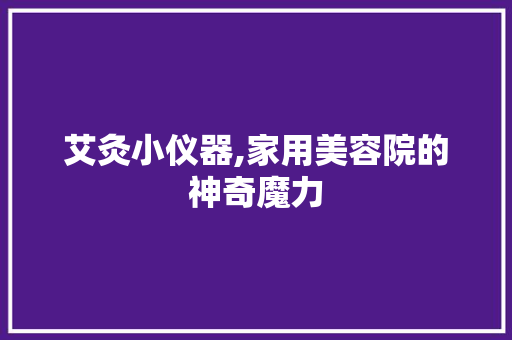 艾灸小仪器,家用美容院的神奇魔力