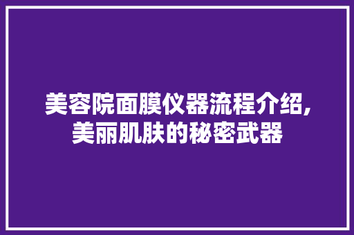 美容院面膜仪器流程介绍,美丽肌肤的秘密武器
