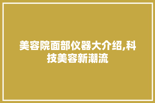 美容院面部仪器大介绍,科技美容新潮流