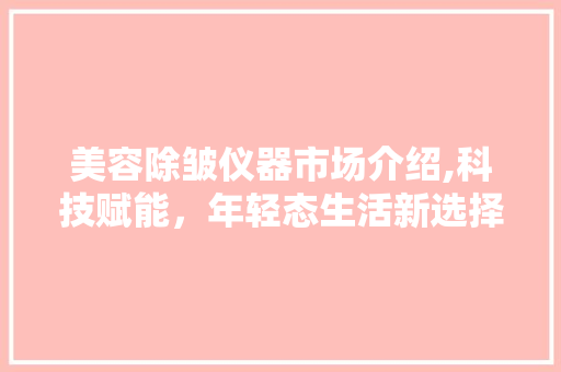 美容除皱仪器市场介绍,科技赋能，年轻态生活新选择