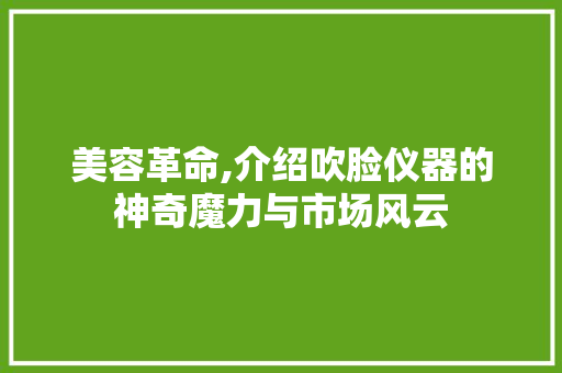 美容革命,介绍吹脸仪器的神奇魔力与市场风云