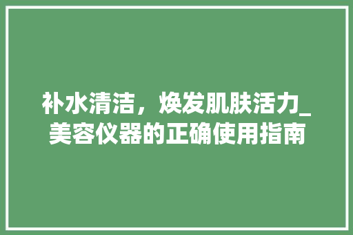 补水清洁，焕发肌肤活力_美容仪器的正确使用指南