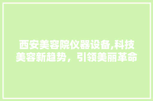 西安美容院仪器设备,科技美容新趋势，引领美丽革命