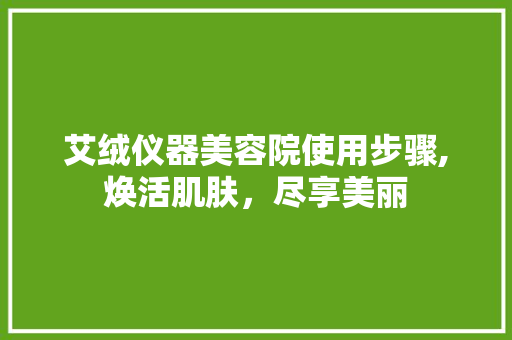艾绒仪器美容院使用步骤,焕活肌肤，尽享美丽