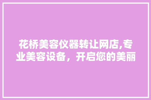 花桥美容仪器转让网店,专业美容设备，开启您的美丽事业新篇章