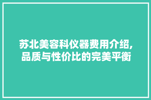 苏北美容科仪器费用介绍,品质与性价比的完美平衡