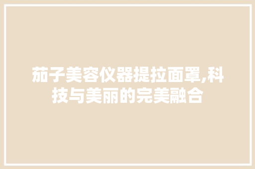 茄子美容仪器提拉面罩,科技与美丽的完美融合