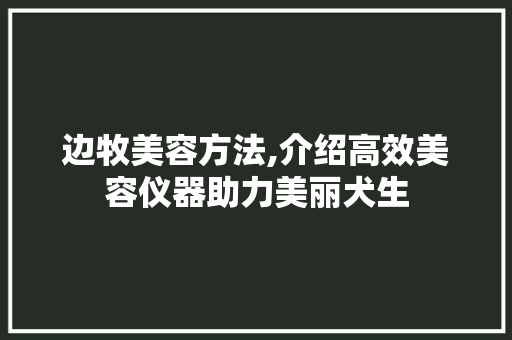 边牧美容方法,介绍高效美容仪器助力美丽犬生 婚姻情感