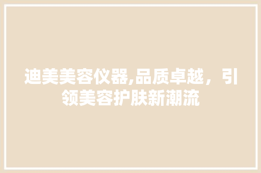 迪美美容仪器,品质卓越，引领美容护肤新潮流