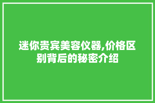 迷你贵宾美容仪器,价格区别背后的秘密介绍