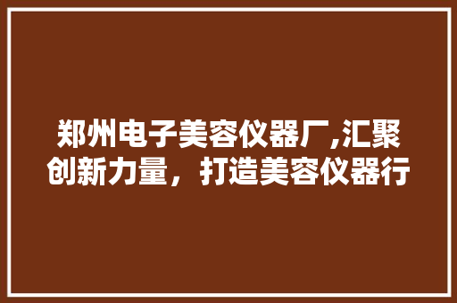 郑州电子美容仪器厂,汇聚创新力量，打造美容仪器行业新标杆