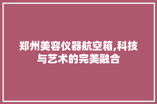 郑州美容仪器航空箱,科技与艺术的完美融合