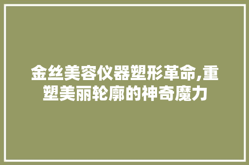金丝美容仪器塑形革命,重塑美丽轮廓的神奇魔力