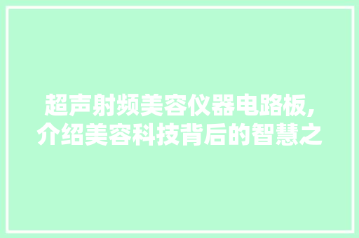 超声射频美容仪器电路板,介绍美容科技背后的智慧之光