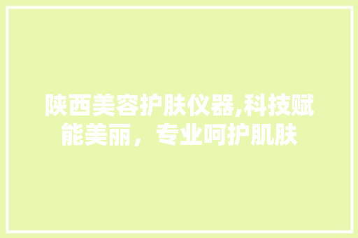 陕西美容护肤仪器,科技赋能美丽，专业呵护肌肤