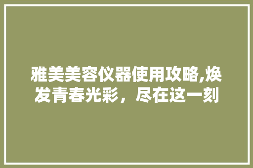 雅美美容仪器使用攻略,焕发青春光彩，尽在这一刻