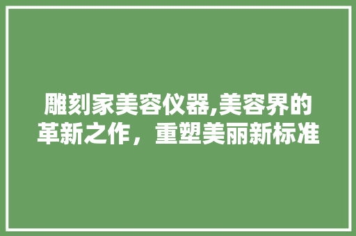 雕刻家美容仪器,美容界的革新之作，重塑美丽新标准 饮食大全