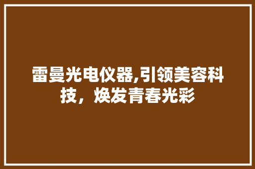 雷曼光电仪器,引领美容科技，焕发青春光彩 美体修身