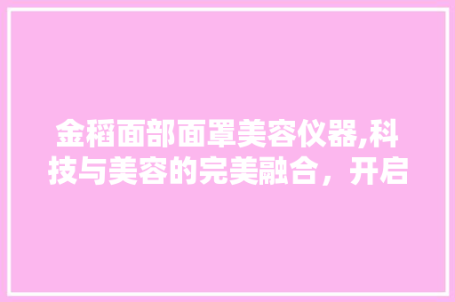 金稻面部面罩美容仪器,科技与美容的完美融合，开启护肤新纪元 饮食大全