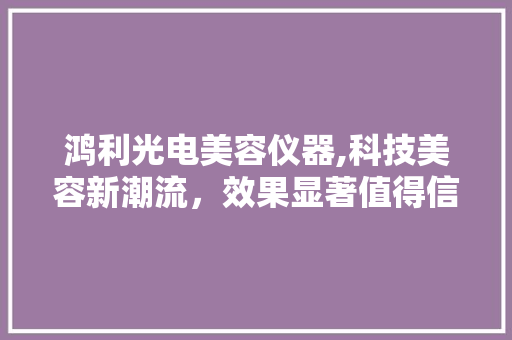 鸿利光电美容仪器,科技美容新潮流，效果显著值得信赖