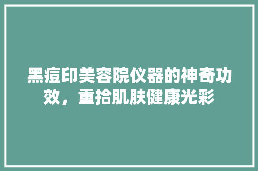 黑痘印美容院仪器的神奇功效，重拾肌肤健康光彩