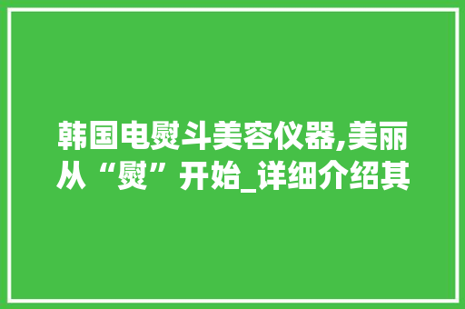 韩国电熨斗美容仪器,美丽从“熨”开始_详细介绍其使用方法与护肤效果