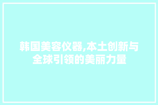 韩国美容仪器,本土创新与全球引领的美丽力量 饮食大全