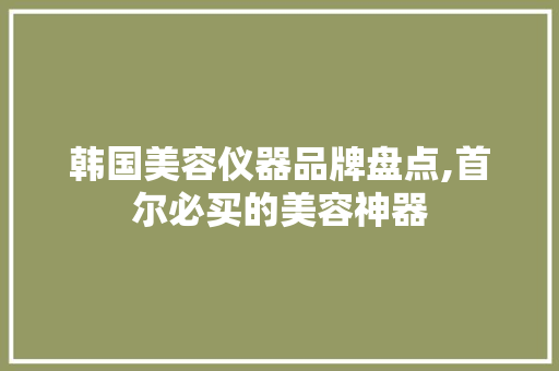 韩国美容仪器品牌盘点,首尔必买的美容神器