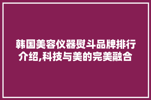 韩国美容仪器熨斗品牌排行介绍,科技与美的完美融合
