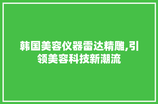韩国美容仪器雷达精雕,引领美容科技新潮流
